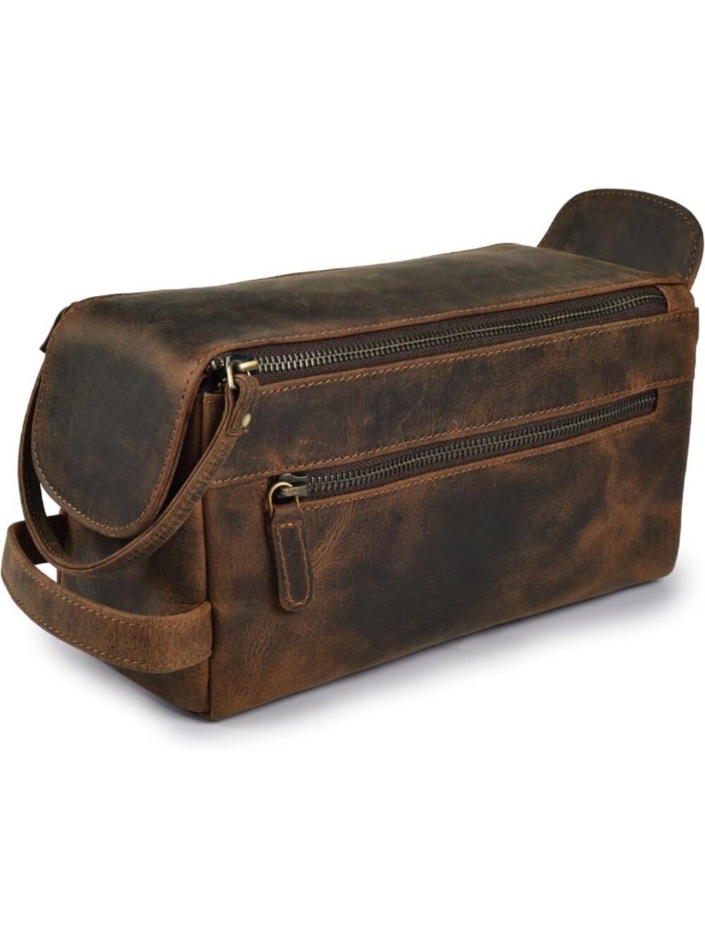 Genuine Leather Travel Toiletry Bag for Men & Women - Stylish Brown Organizer